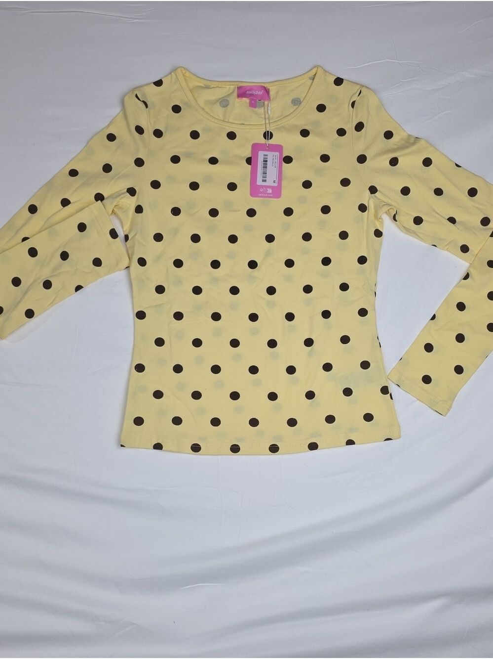 Edikted Yellow Polka Dot Long Sleeve Top Kids Medium